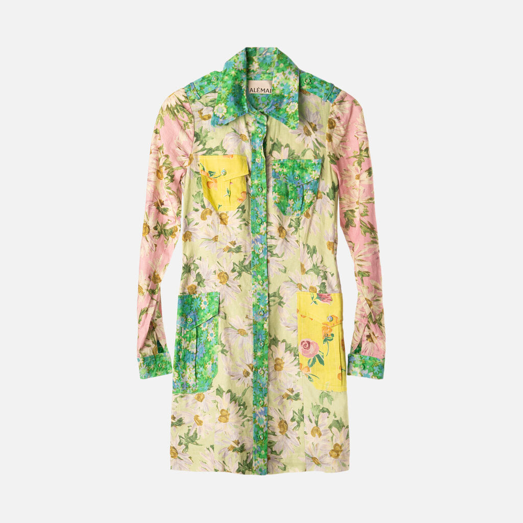 Alemais Multicolor Floral Linen Dress