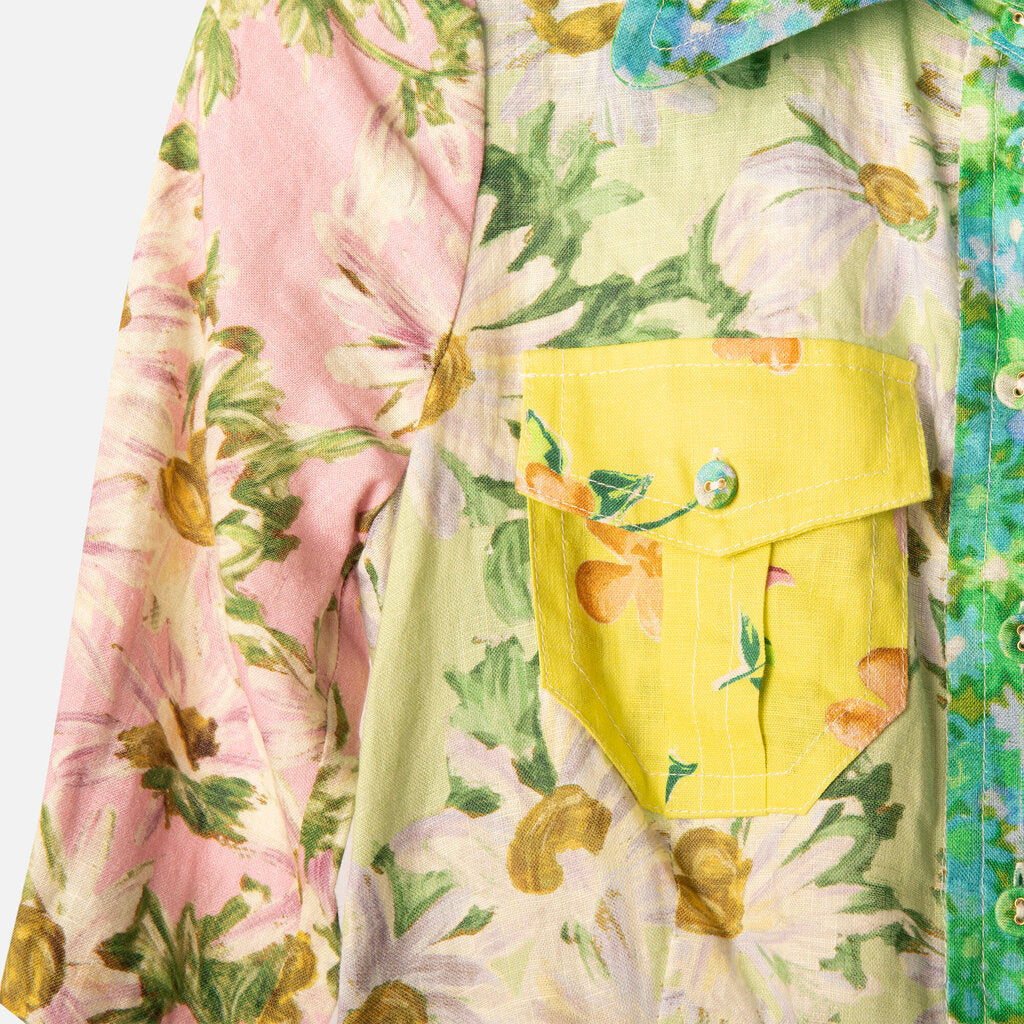 Alemais Multicolor Floral Linen Dress