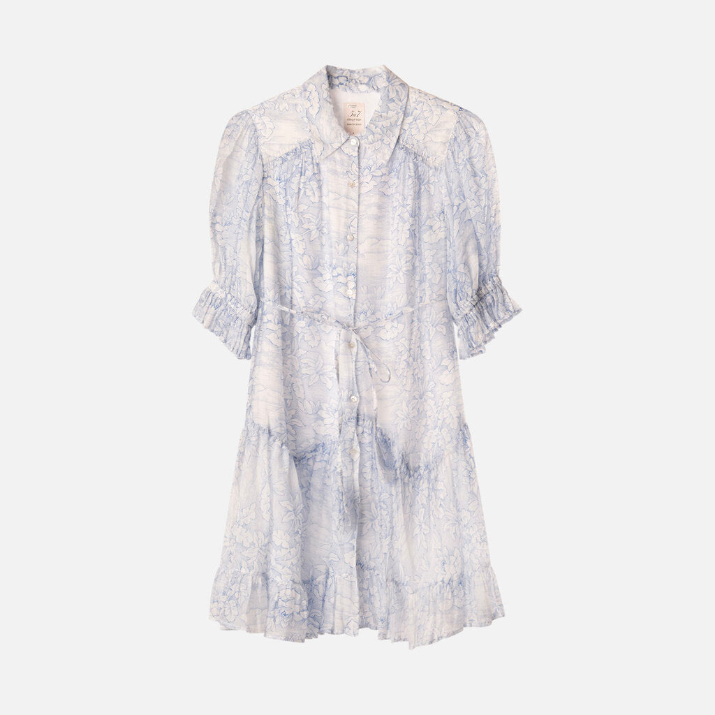 Cinq a Sept Blue/White Rayon/Nylon/Lyocell Floral Mini Dress