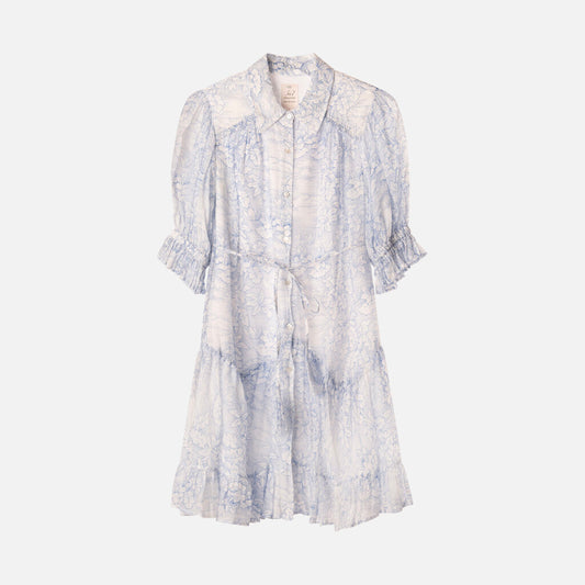 Cinq a Sept Blue/White Rayon/Nylon/Lyocell Floral Mini Dress