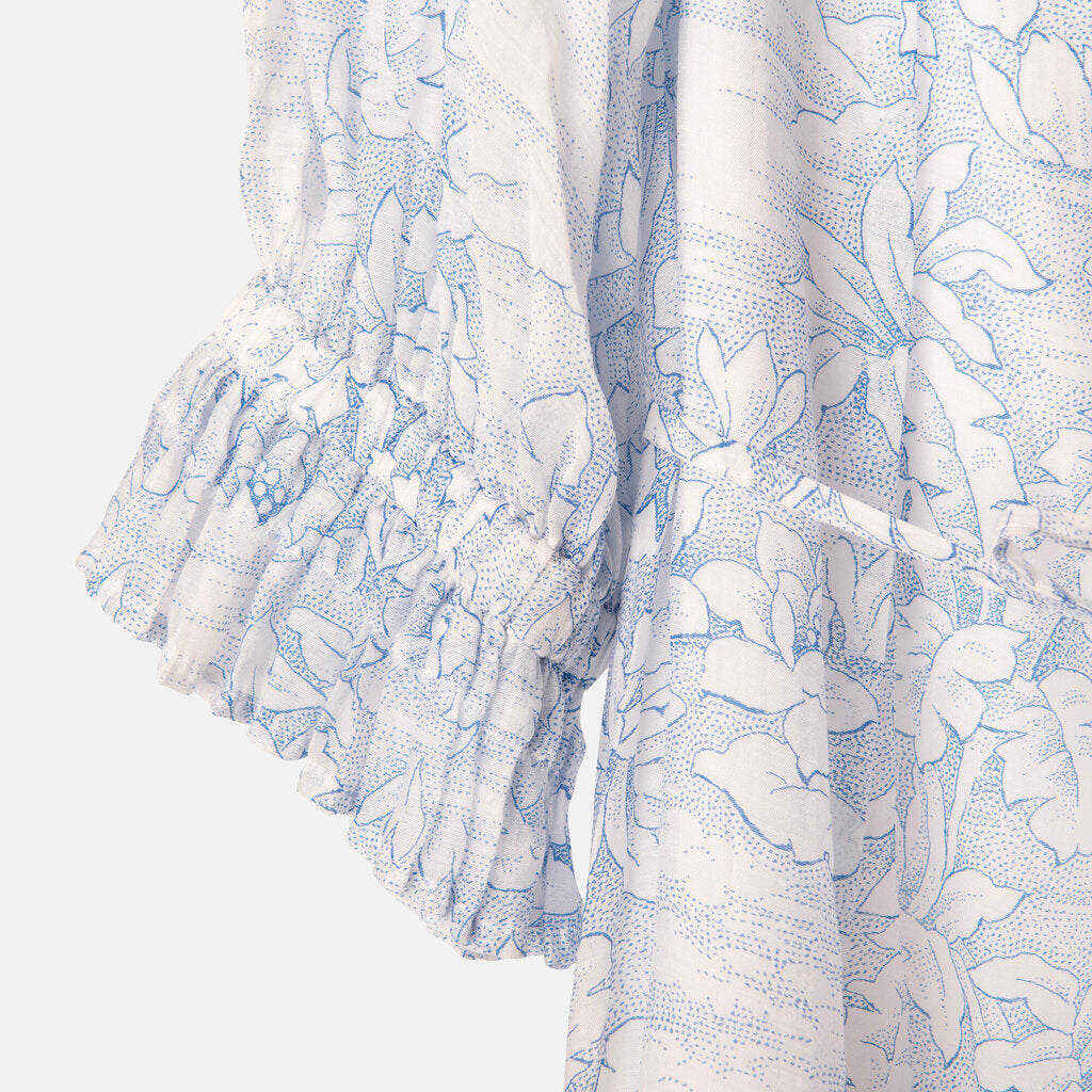 Cinq a Sept Blue/White Rayon/Nylon/Lyocell Floral Mini Dress
