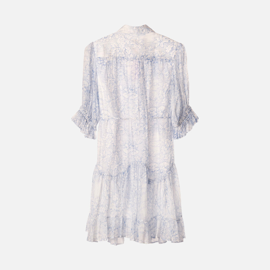 Cinq a Sept Blue/White Rayon/Nylon/Lyocell Floral Mini Dress