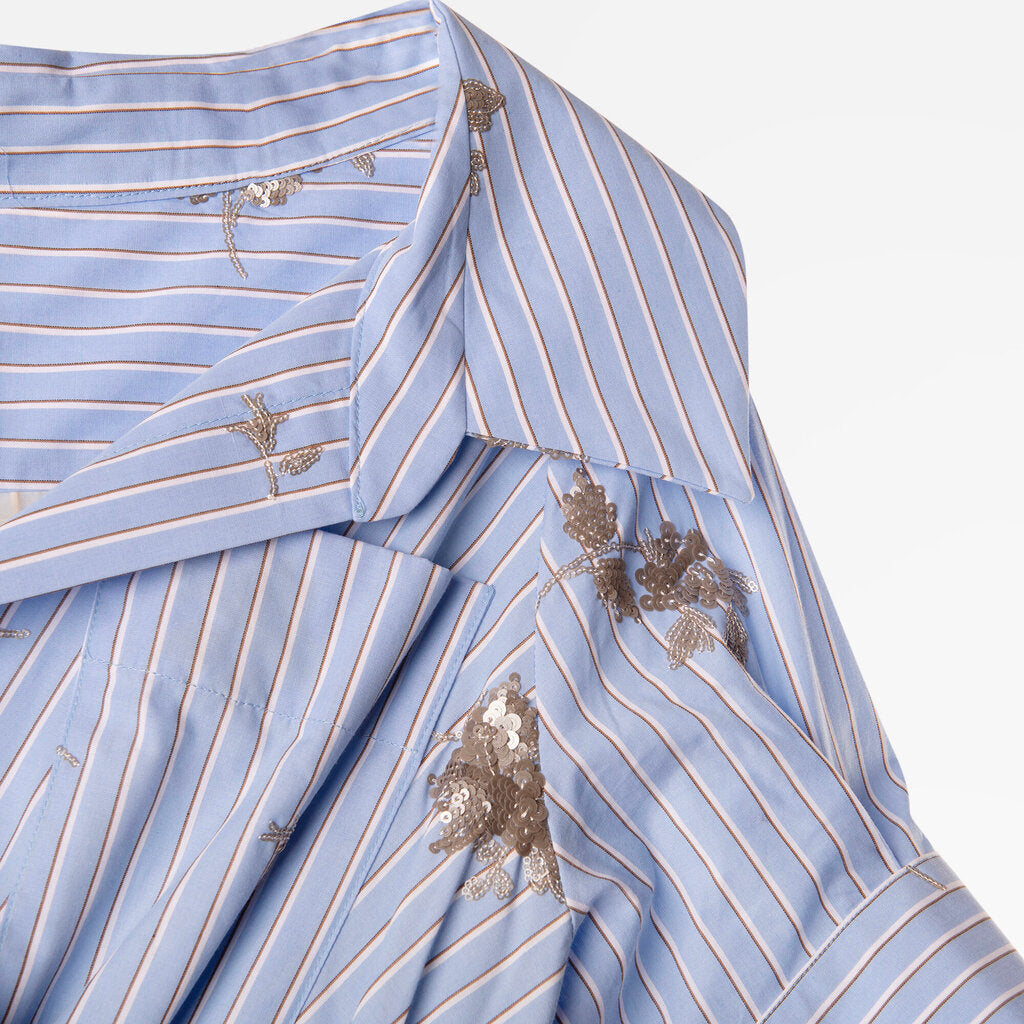 Altuzarra Blue/White Stripe Cotton Sequin-Embellished Dress
