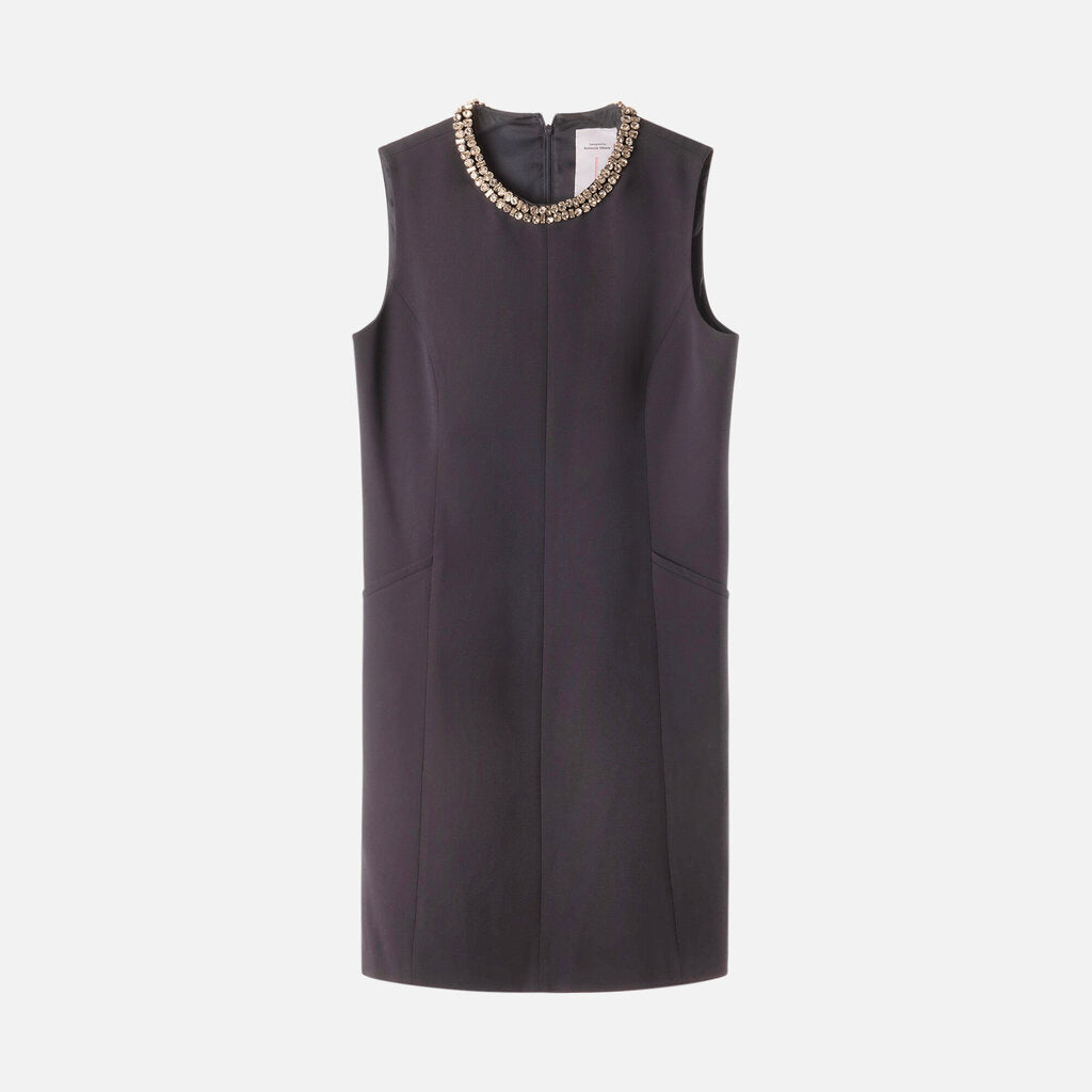 Fabrique Navy Acetate/Poly Embellished Mini Dress