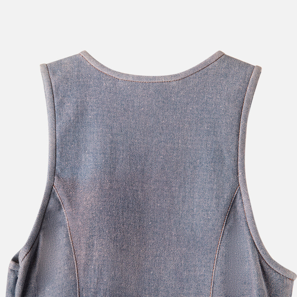 SPRWMN Blue Denim-Effect Lambskin Mini Dress (NWT 1390)