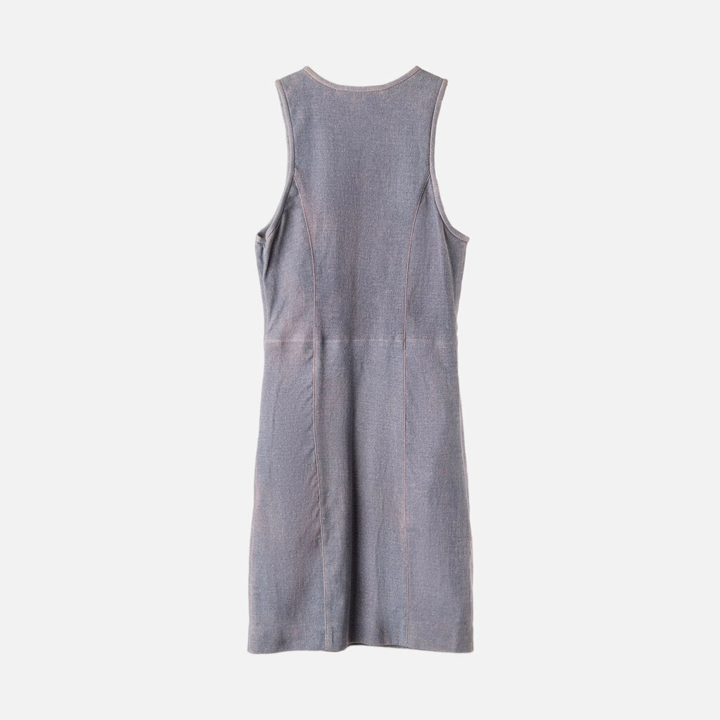SPRWMN Blue Denim-Effect Lambskin Mini Dress (NWT 1390)
