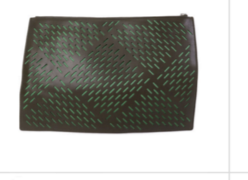 Black & Green Intrecciato Clutch