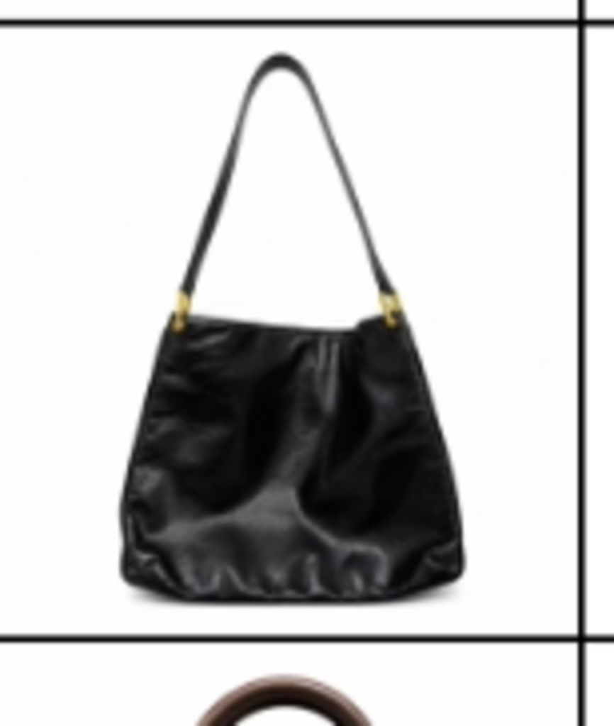 Black Glazed Leather Hobo Bag