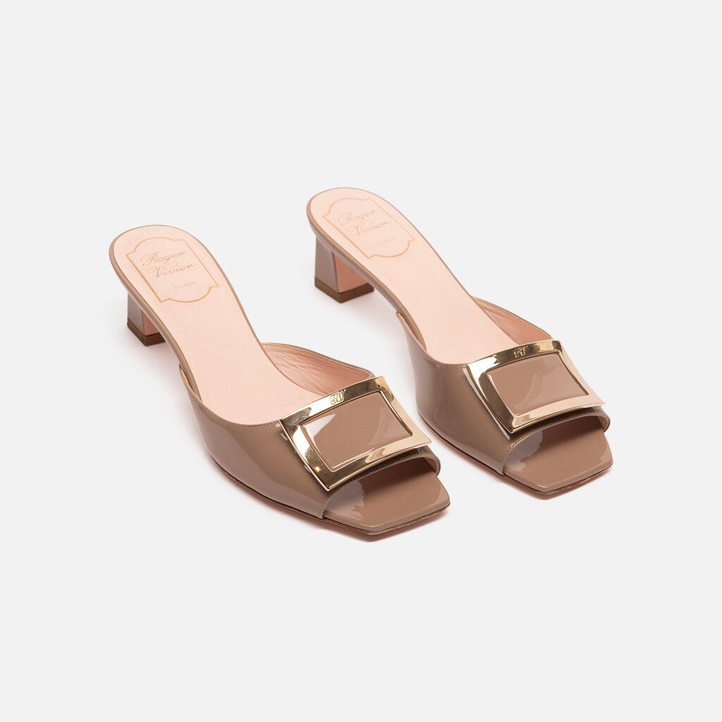 Roger Vivier Taupe Patent Leather Sandal