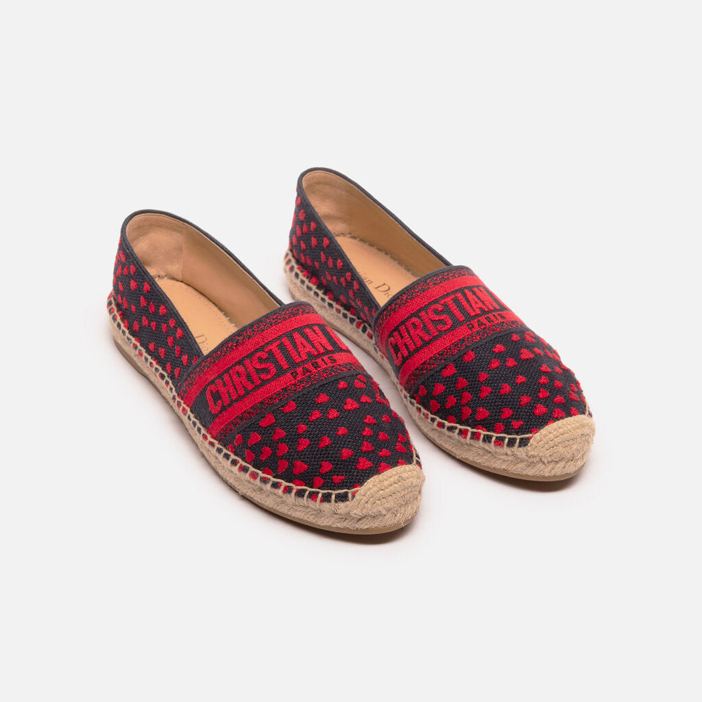 Christian Dior Navy/Red Heart Logo Espadrille Shoe
