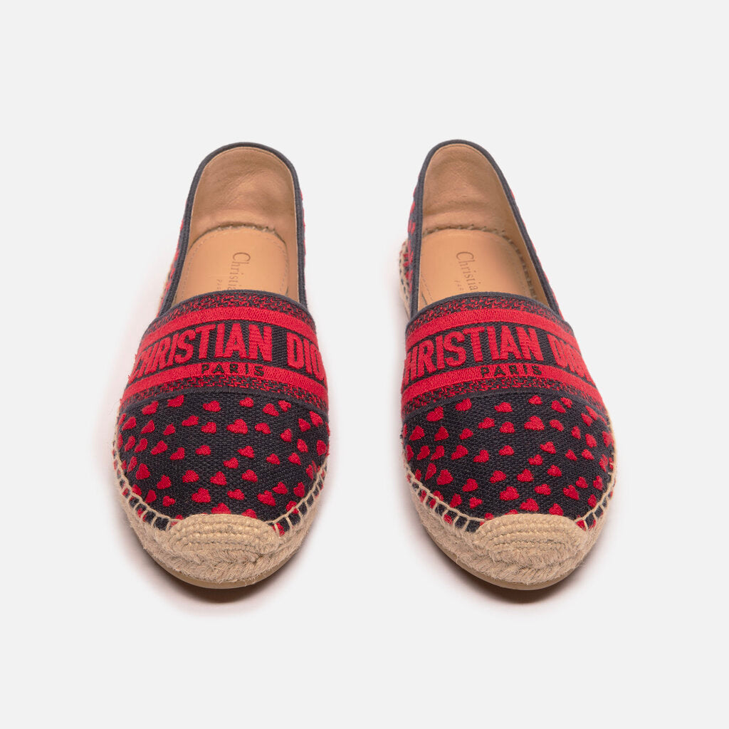 Christian Dior Navy/Red Heart Logo Espadrille Shoe