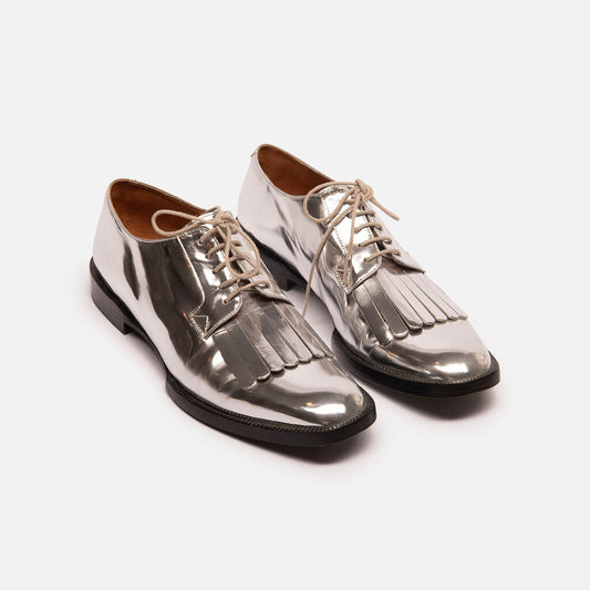 Clergerie Silver Patent Leather Oxfords