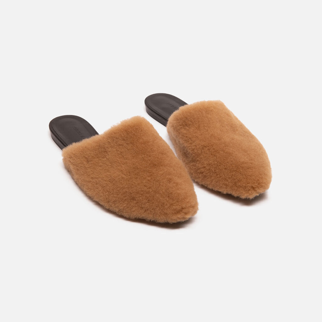 Jenni Kayne Camel Shearling Mules