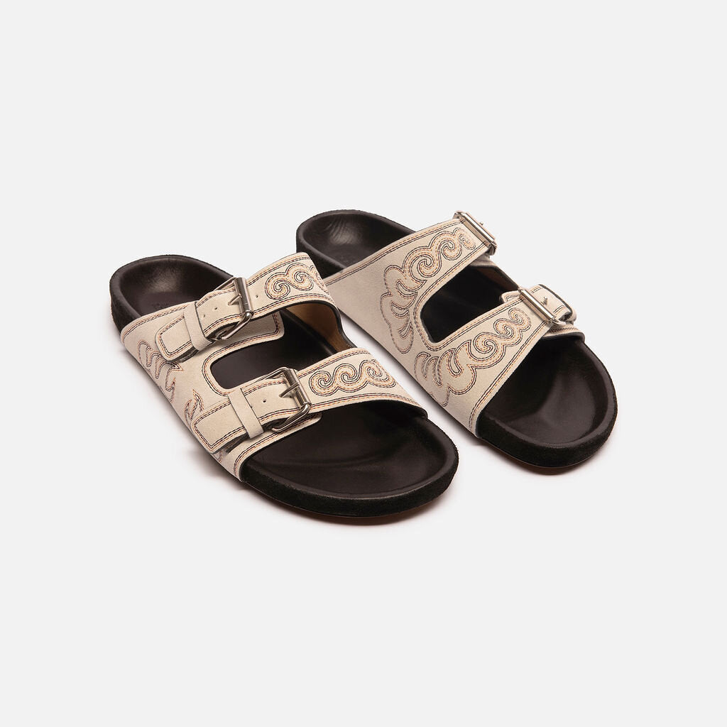 Isabel Marant Gray/Multi Suede Embroidered Sandal