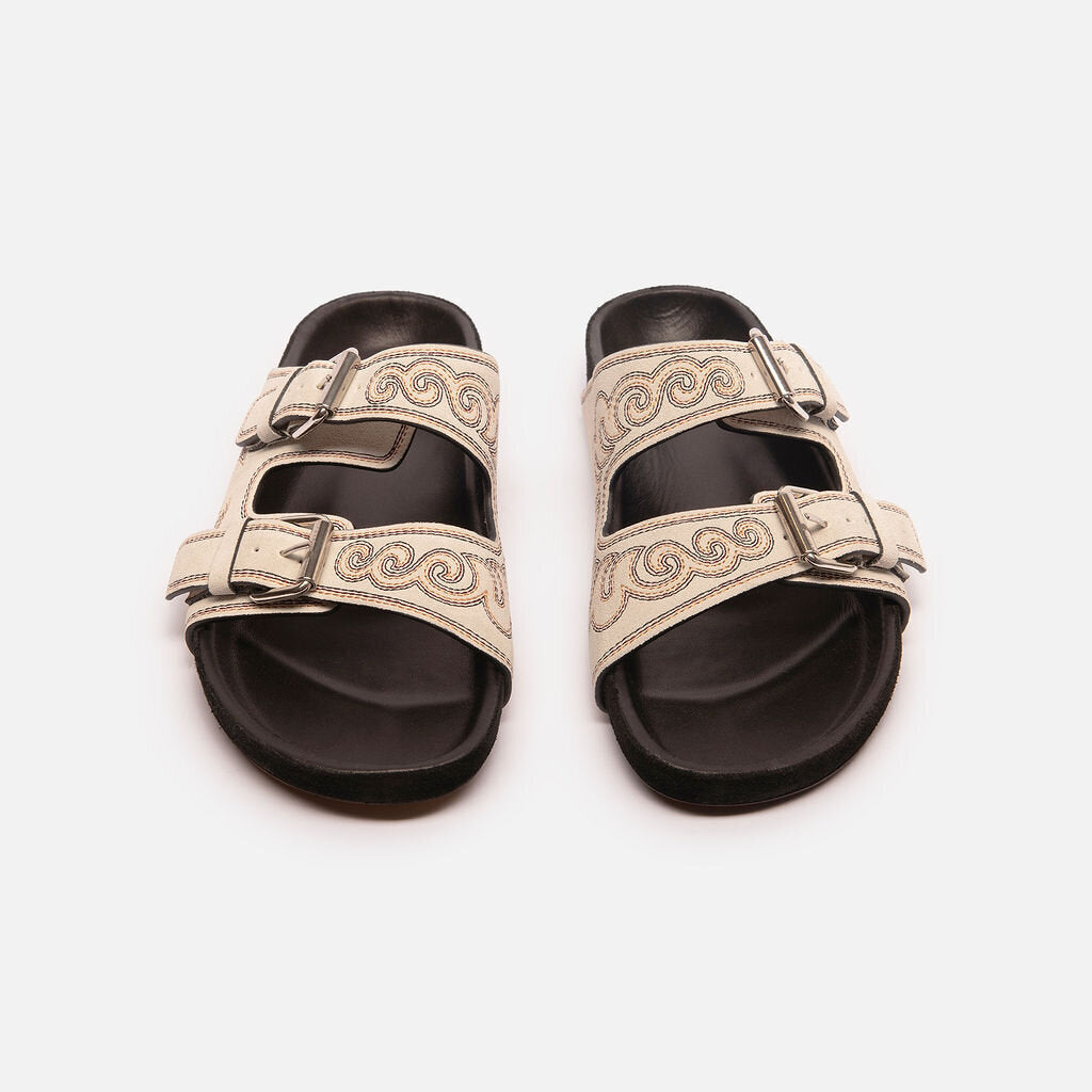 Isabel Marant Gray/Multi Suede Embroidered Sandal