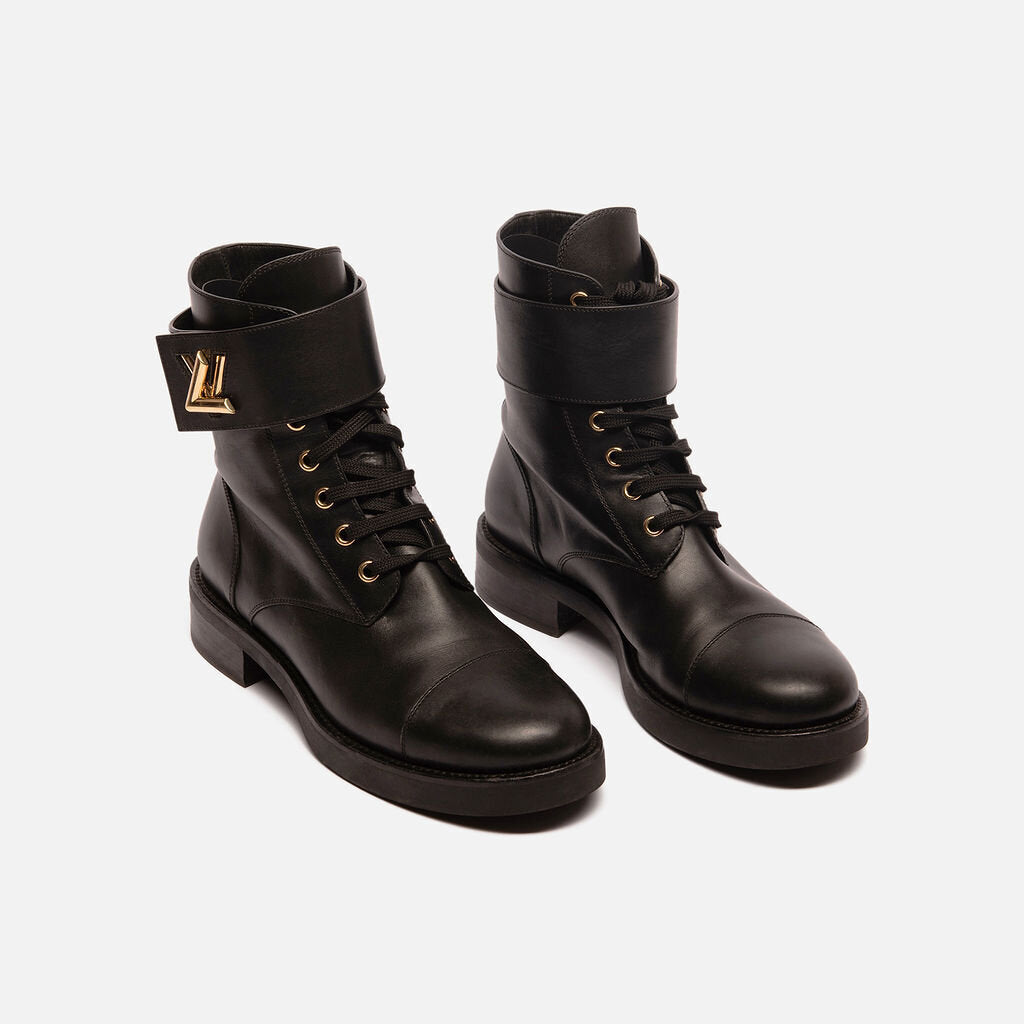 Louis Vuitton Black Leather Combat Boot