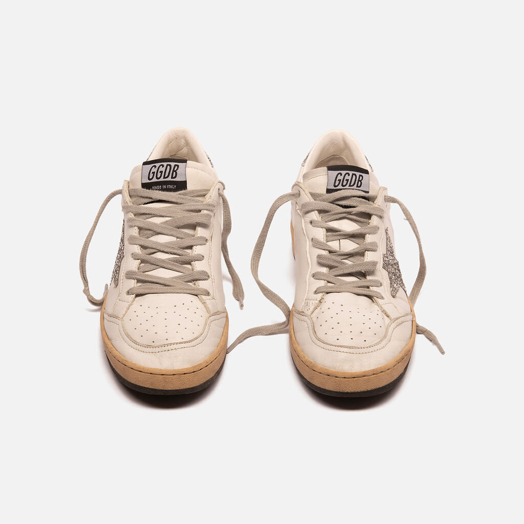Golden Goose White/Silver Ball Star Sneakers
