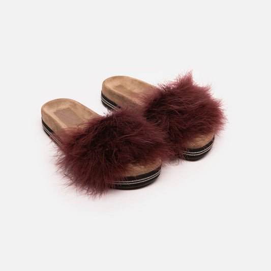 Brunello Cucinelli Burgundy Feather Slide