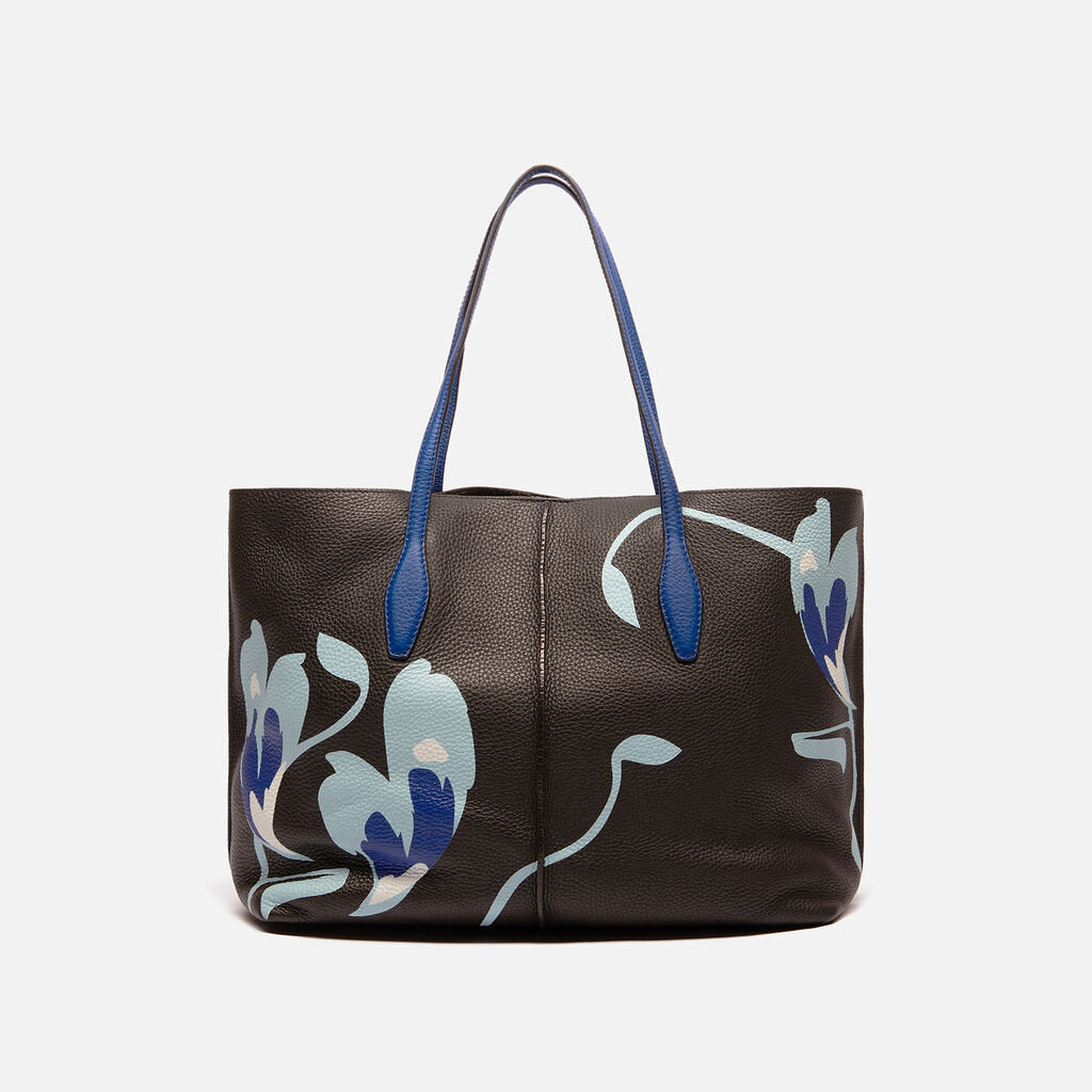 Tod's Black Leather Blue Handle Tote