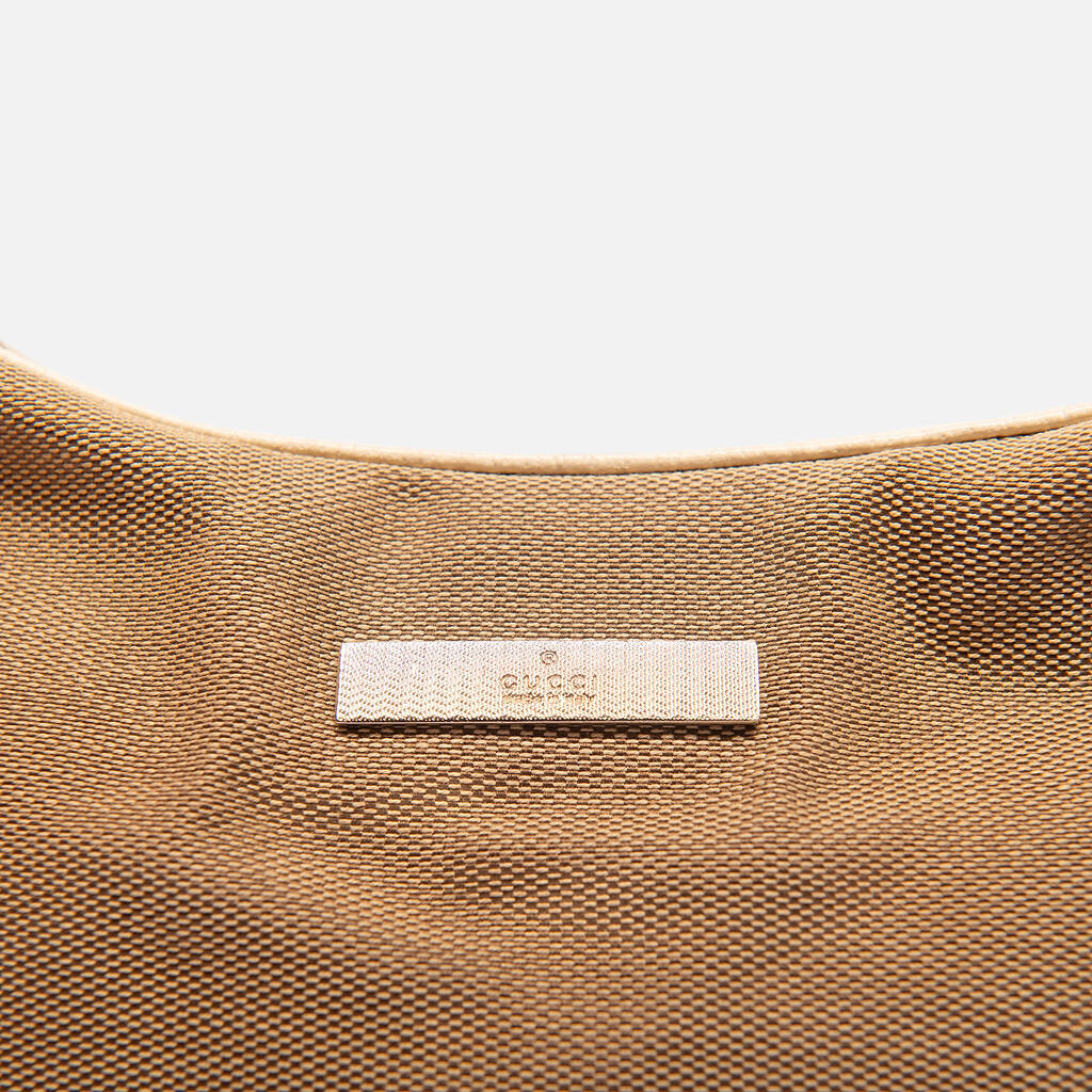 Gucci Beige Canvas Silver Chain Shoulder