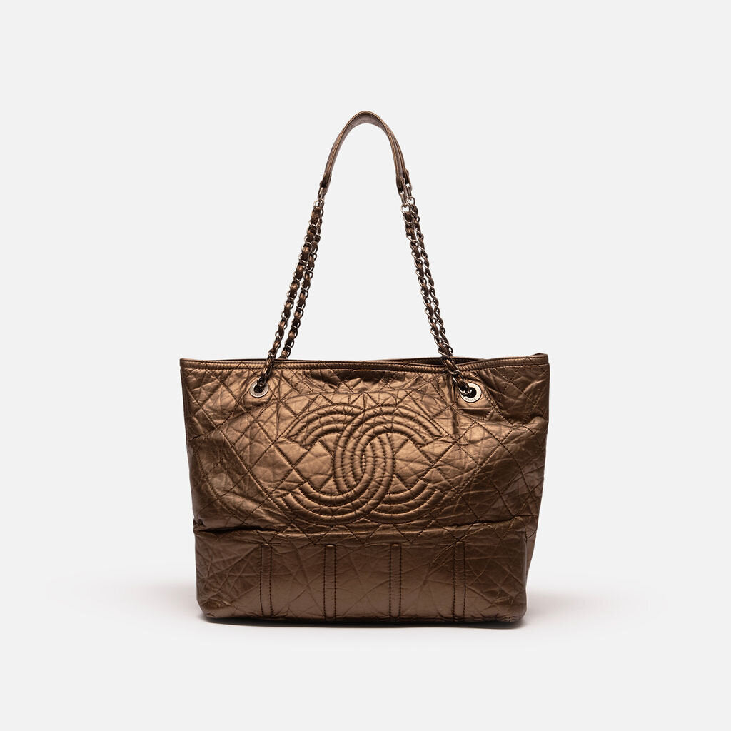 Chanel Bronze CC Quilted Zipped Tote