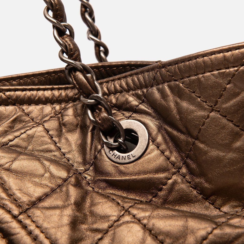 Chanel Bronze CC Quilted Zipped Tote