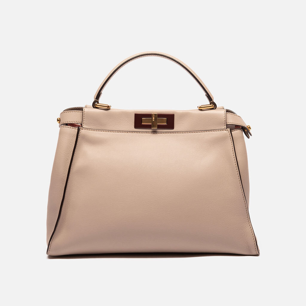 Fendi Gray Medium Peekaboo w/ Maroon Details