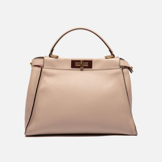 Fendi Gray Medium Peekaboo w/ Maroon Details