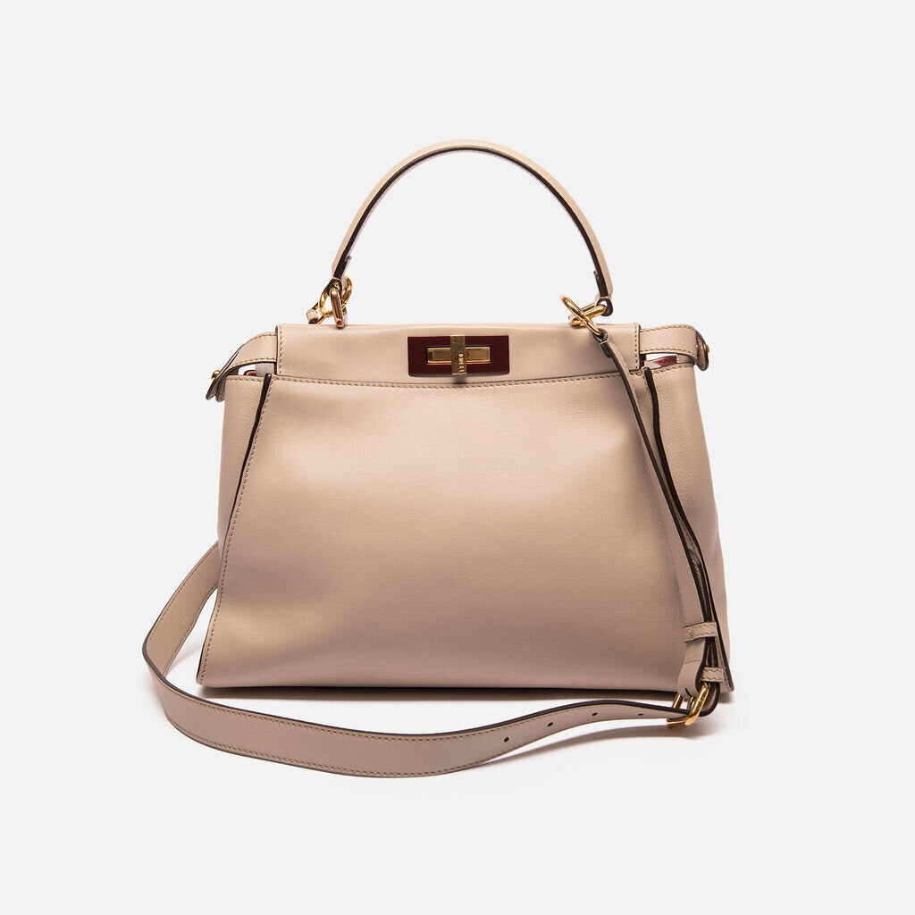 Fendi Gray Medium Peekaboo w/ Maroon Details
