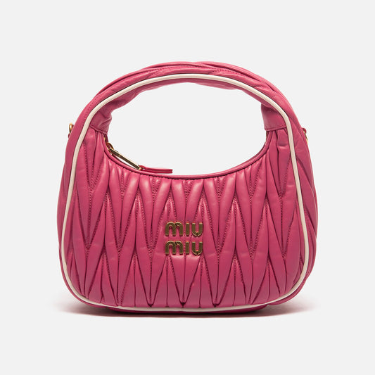 Miu Miu Pink Ruched Half Moon Bag
