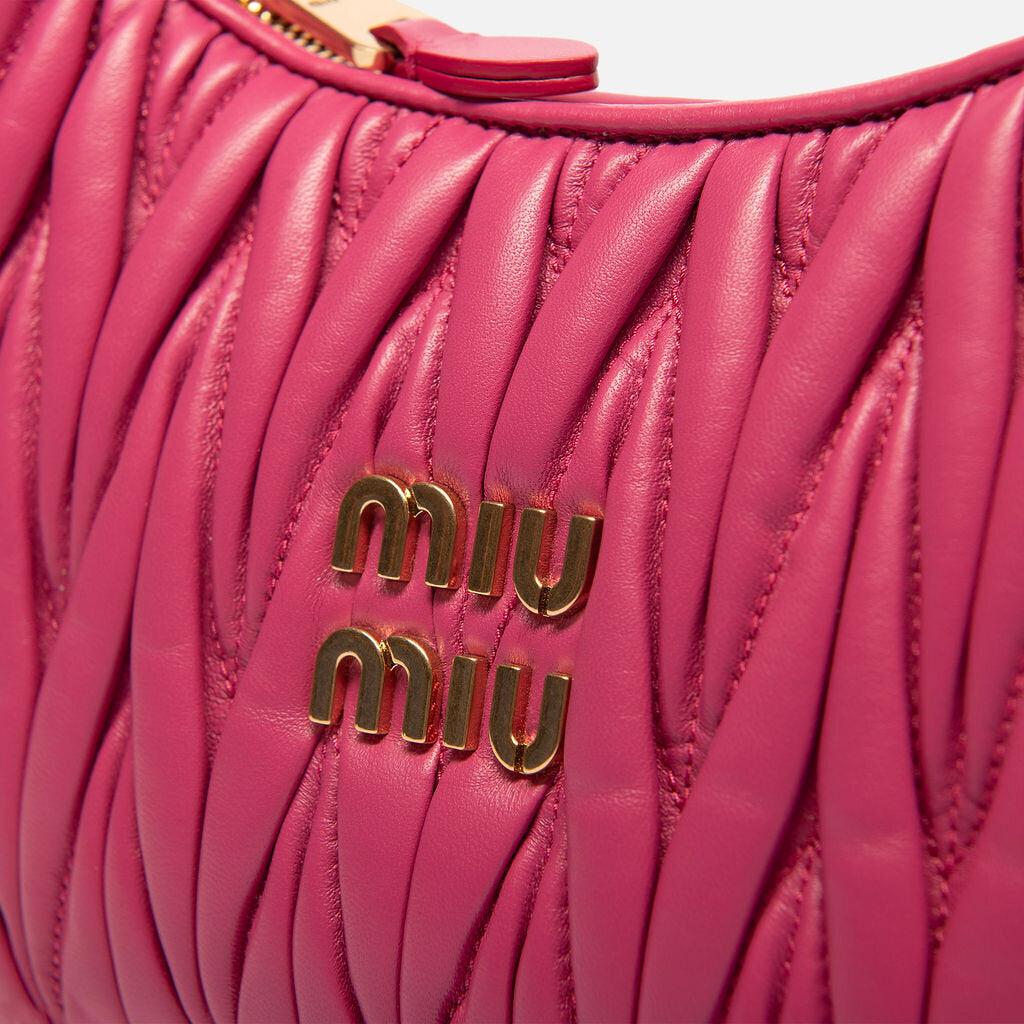 Miu Miu Pink Ruched Half Moon Bag