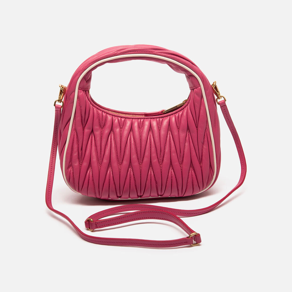 Miu Miu Pink Ruched Half Moon Bag