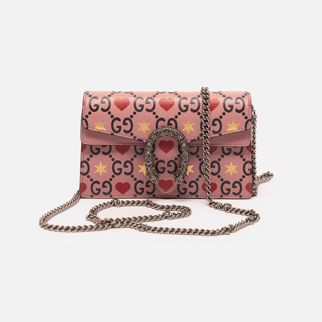 Gucci Dionysus Super Mini Pink Heart Chain Crossbody