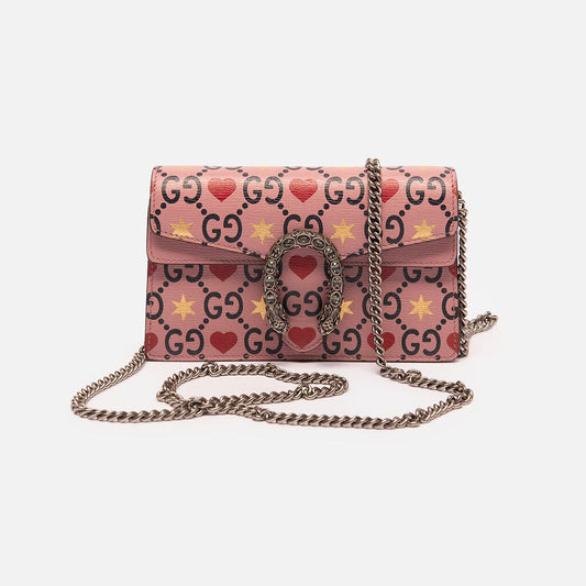 Gucci Dionysus Super Mini Pink Heart Chain Crossbody