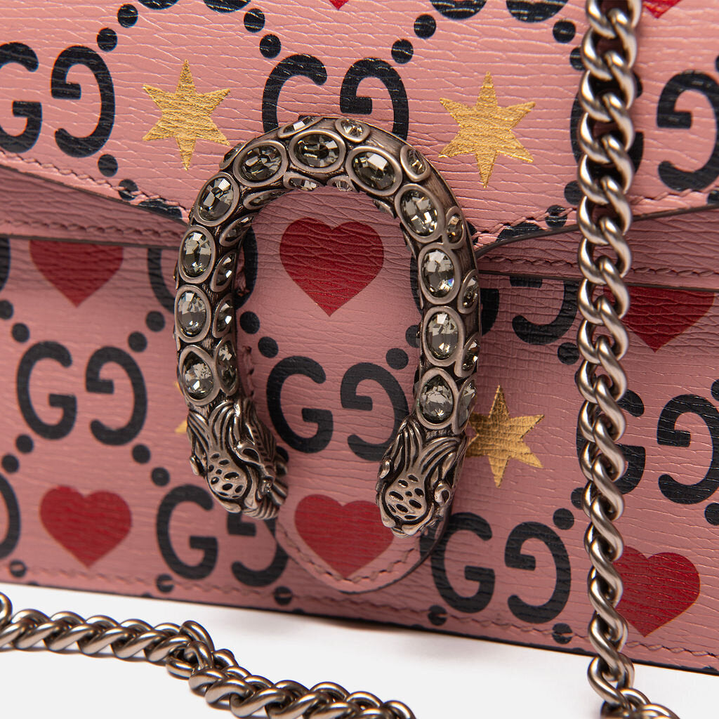 Gucci Dionysus Super Mini Pink Heart Chain Crossbody