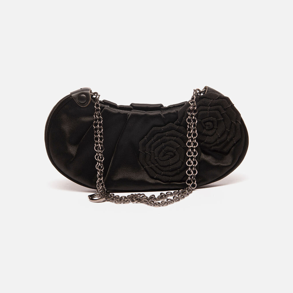 Ferragamo Black Satin Chain Shoulder Bag