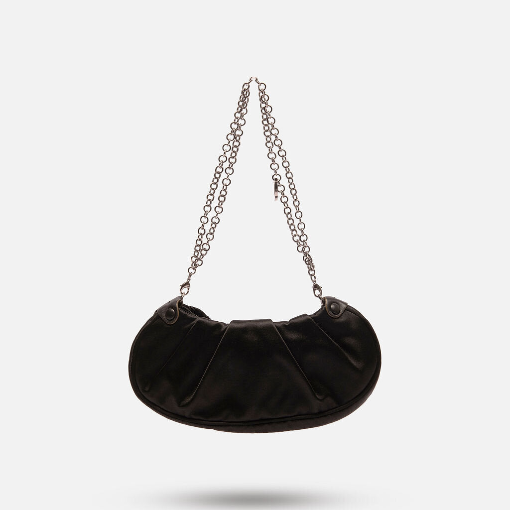 Ferragamo Black Satin Chain Shoulder Bag