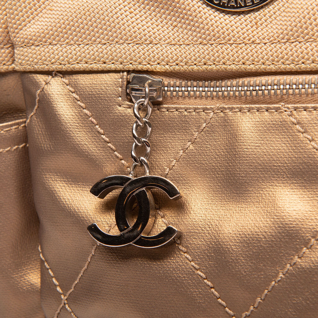 Chanel Gold Canvas Tote