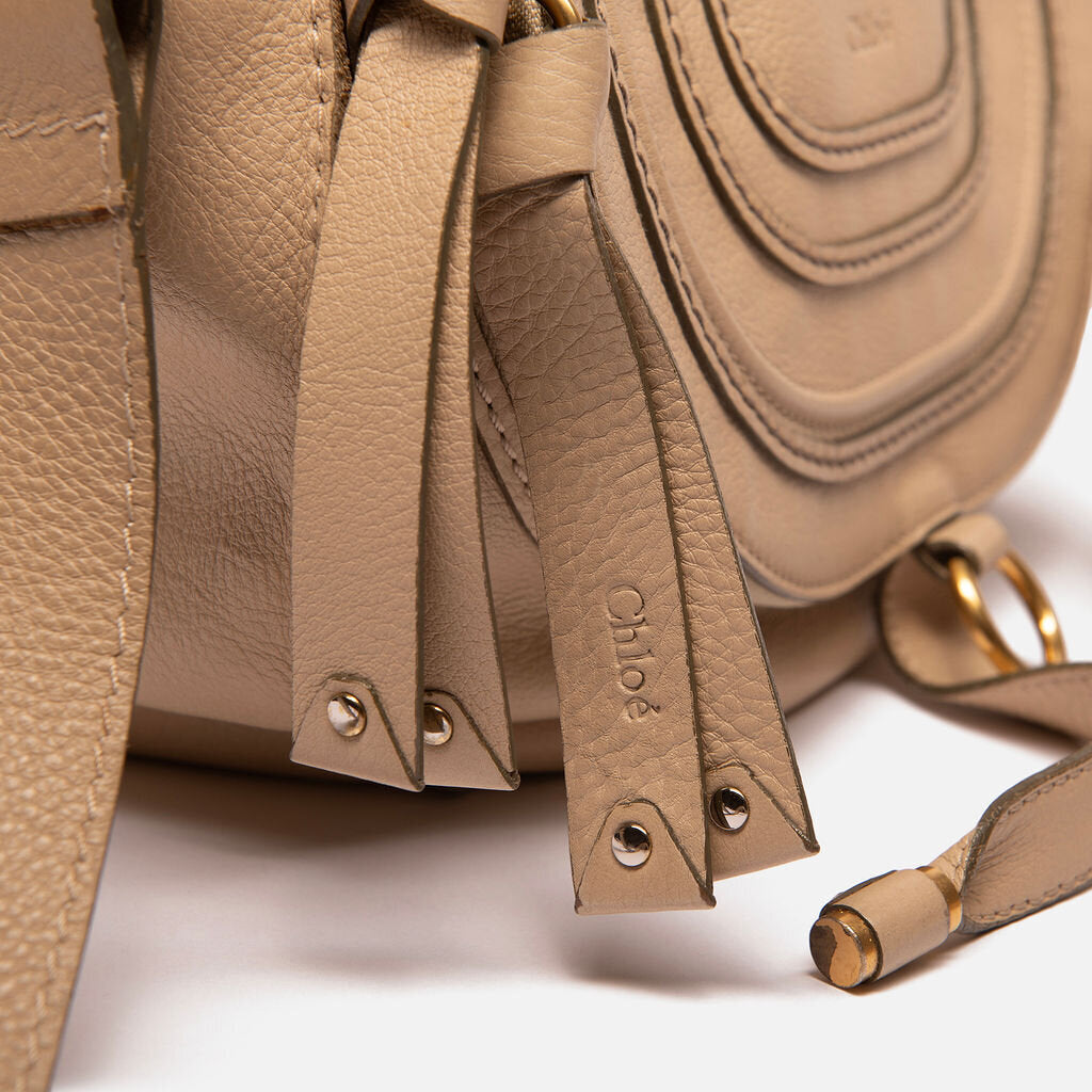 Chloe Taupe Leather Medium Marcie Saddle Bag