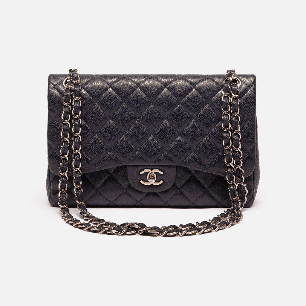 Chanel Navy Caviar Jumbo Double Flap Classic