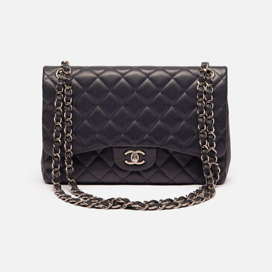 Chanel Navy Caviar Jumbo Double Flap Classic