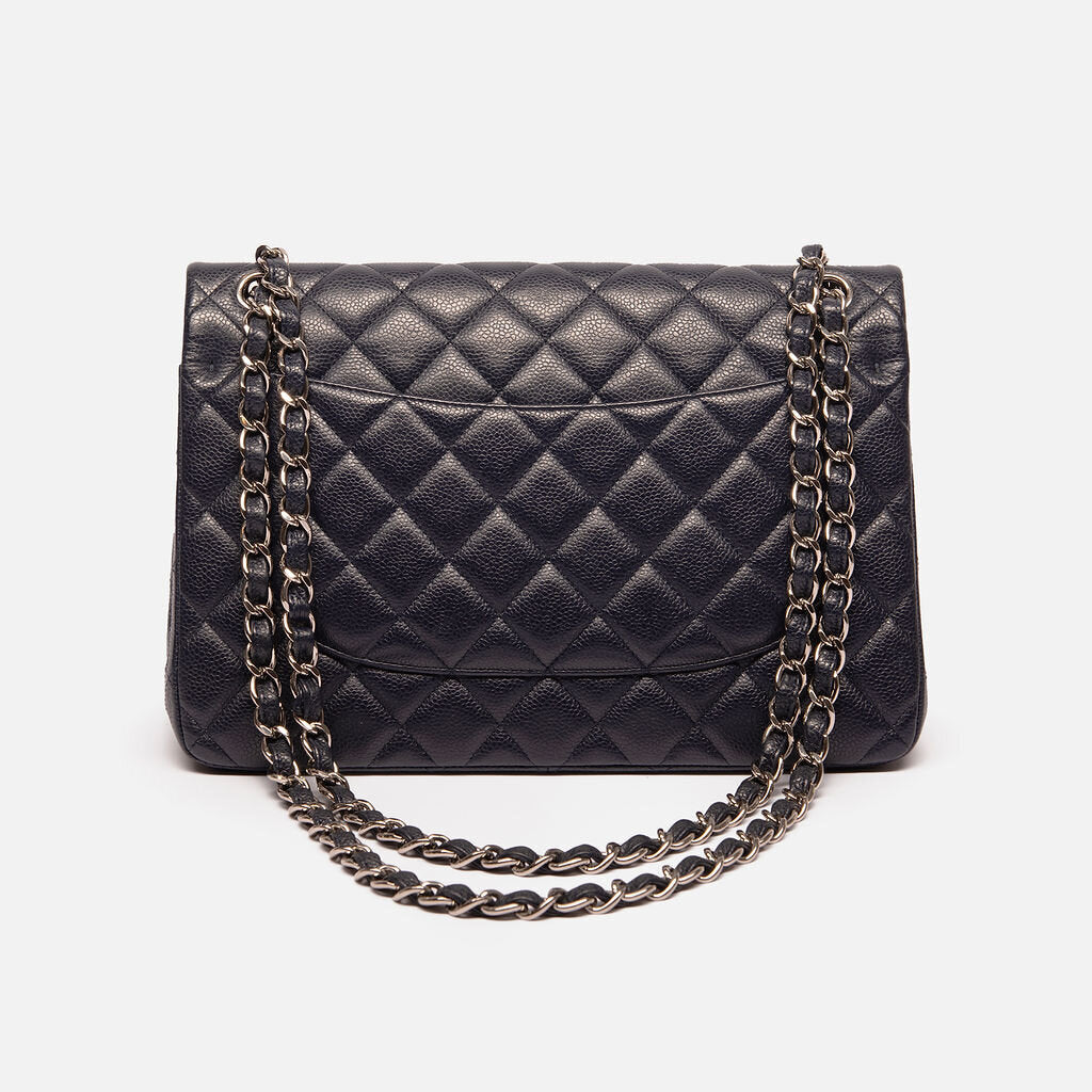 Chanel Navy Caviar Jumbo Double Flap Classic
