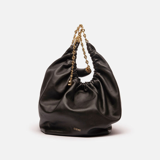 Loewe Black Leather Hobo Squeeze Bag