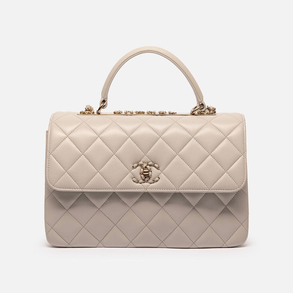 Chanel Light Grey Chain Detail Medium Trendy Bag