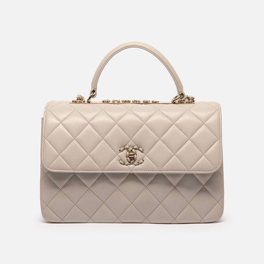 Chanel Light Grey Chain Detail Medium Trendy Bag