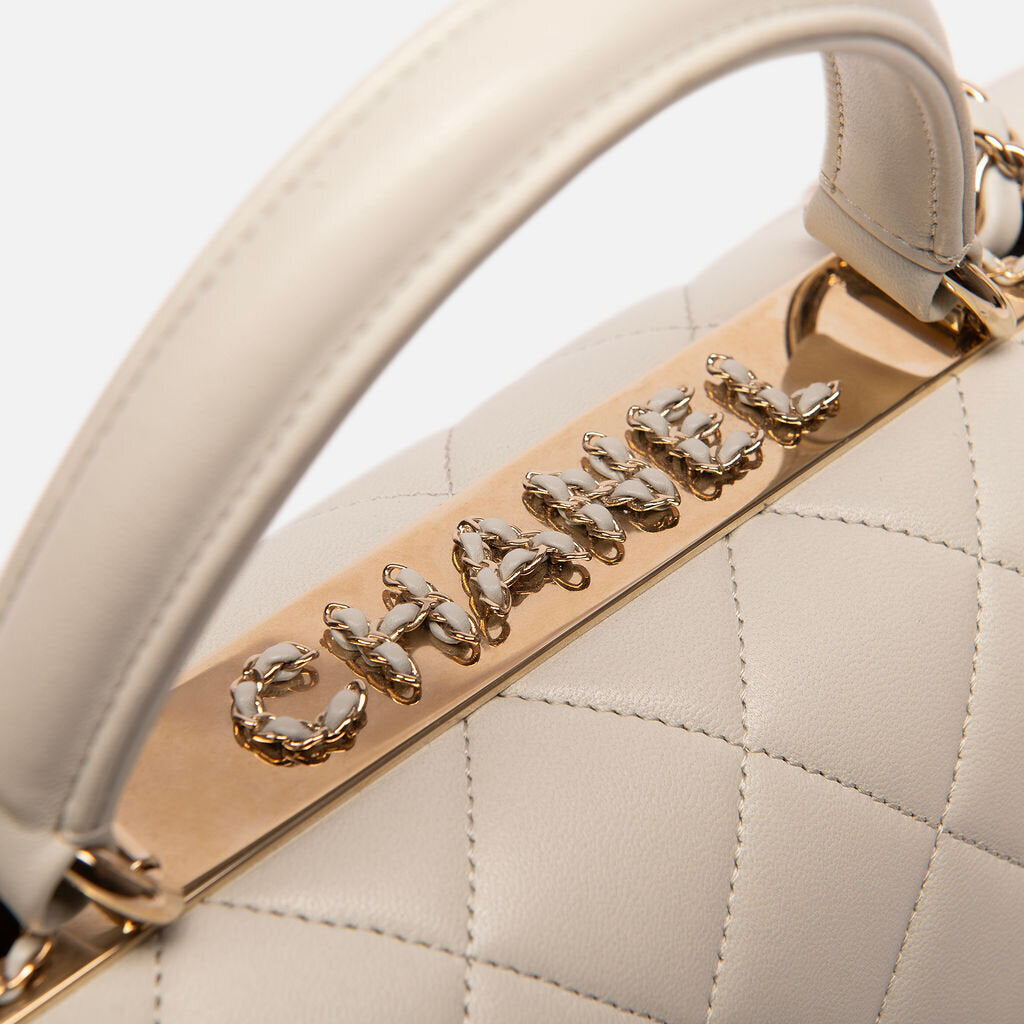 Chanel Light Grey Chain Detail Medium Trendy Bag
