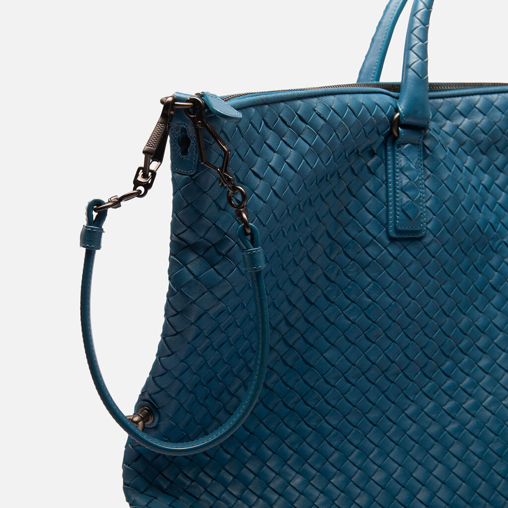 BV Bottega Blue Intrecciato Large Hobo