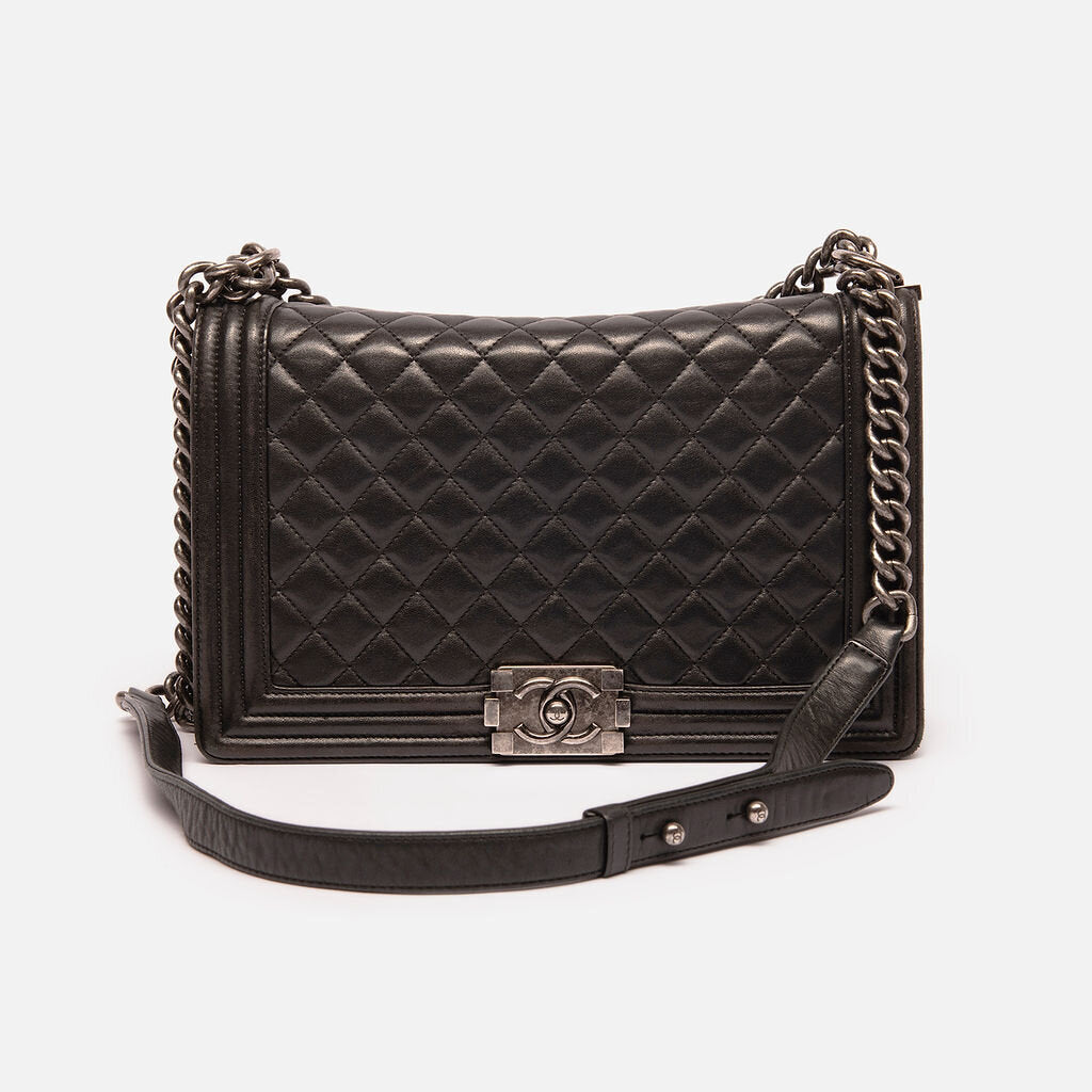 Chanel Black Leather Large Boy Bag