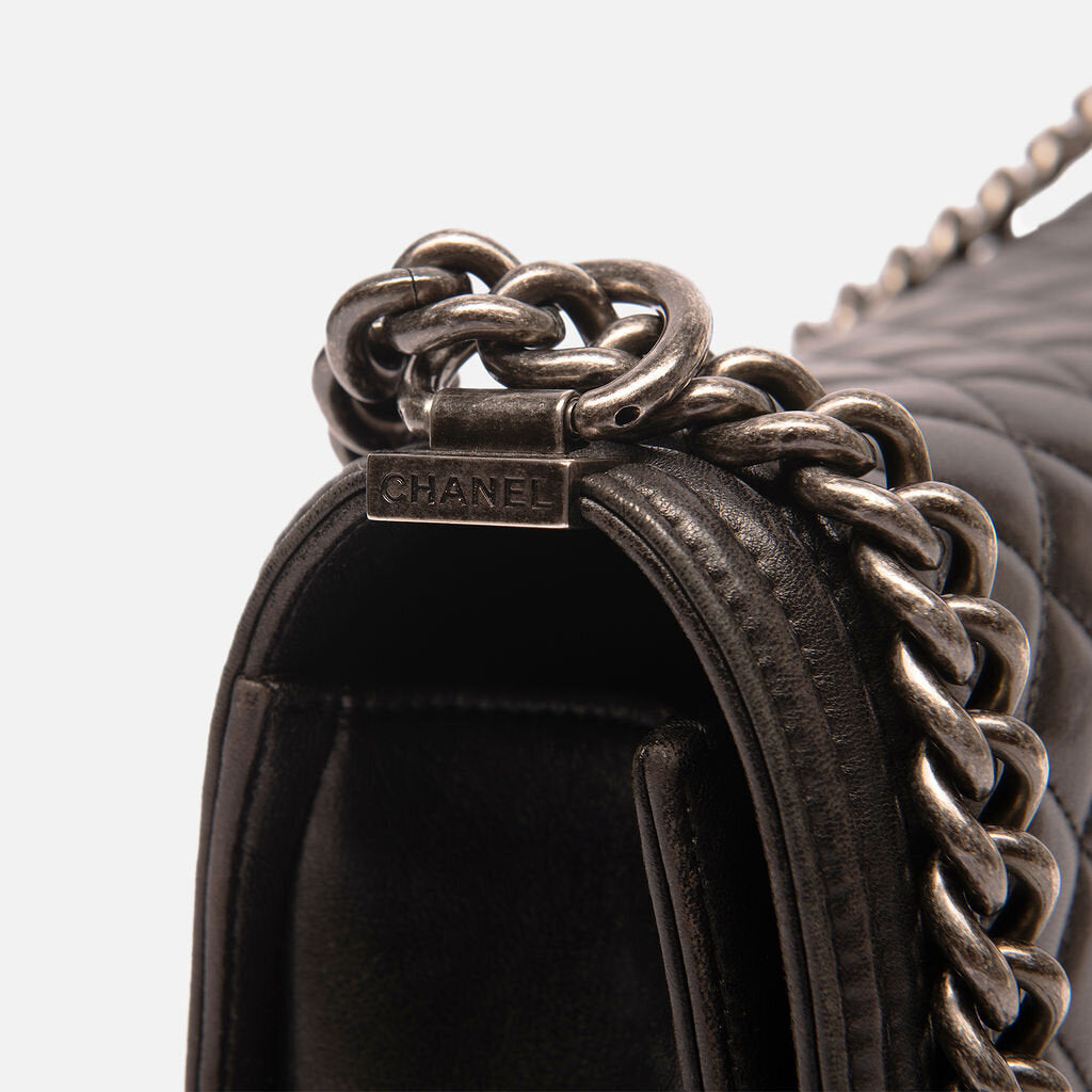 Chanel Black Leather Large Boy Bag