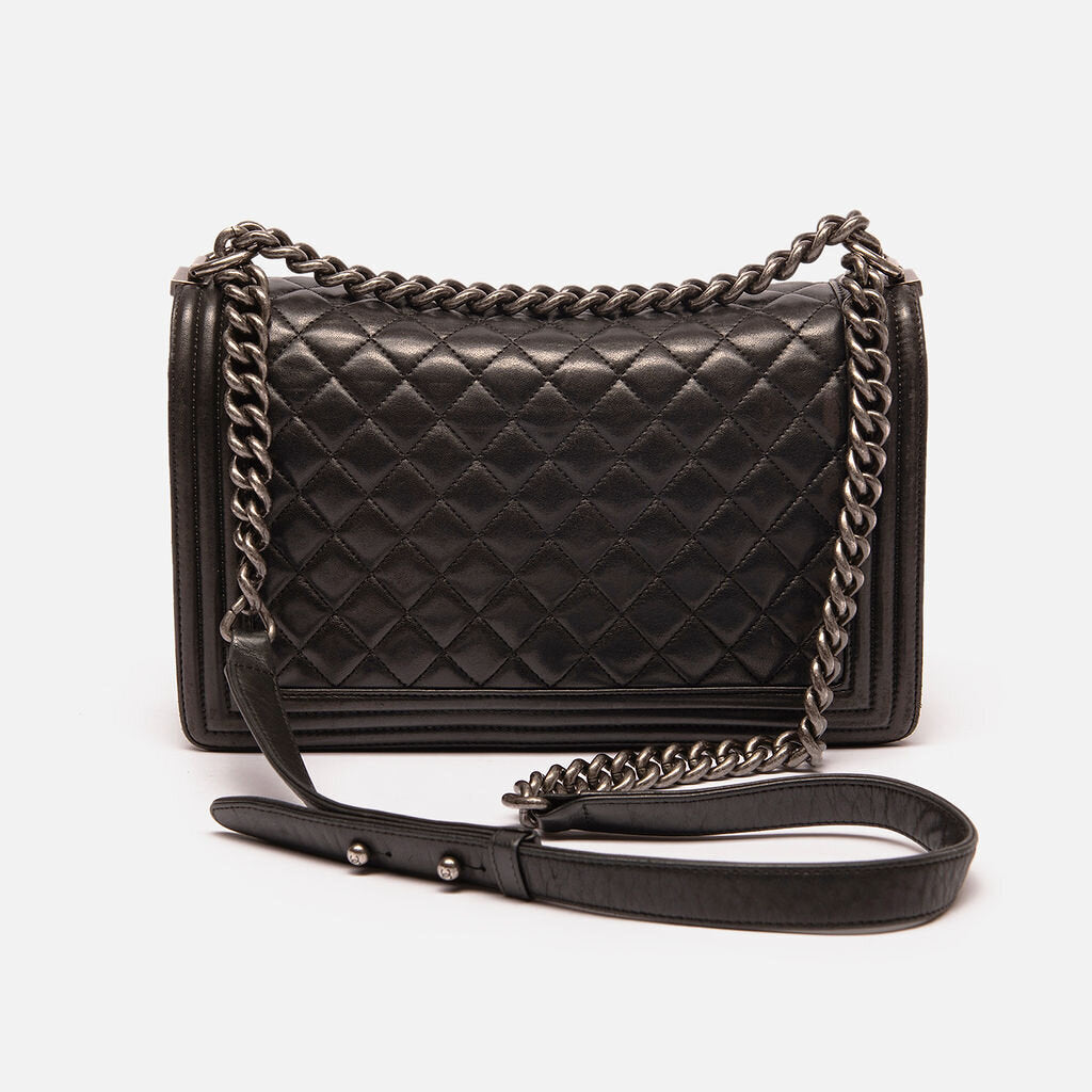 Chanel Black Leather Large Boy Bag